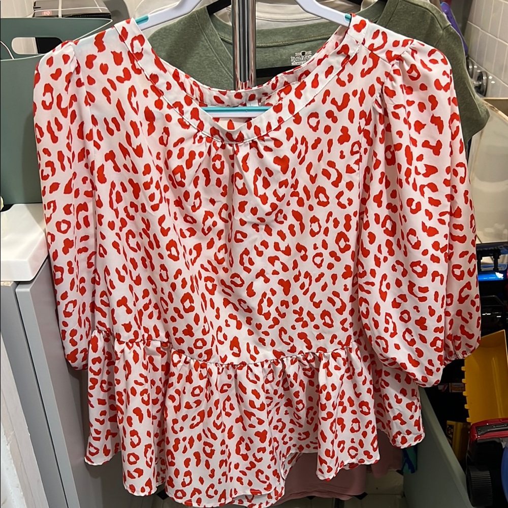 Stylish Red Leopard Print Women's Top